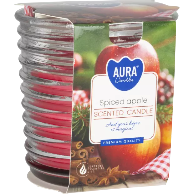 Zdjęcie produktu Świeca zapachowa w prążkowanym szkle aromatyczne jabłko snw80-1-455