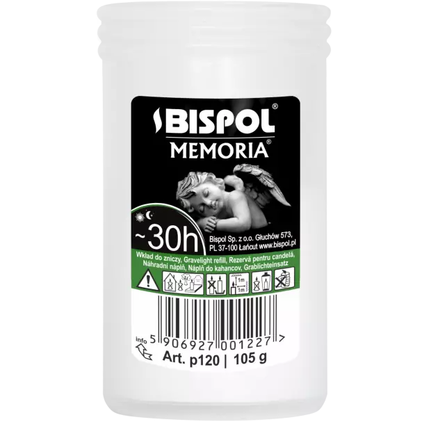 Zdjęcie produktu Wkład do zniczy P120 Memoria Parafinowy 30h 9,5cm