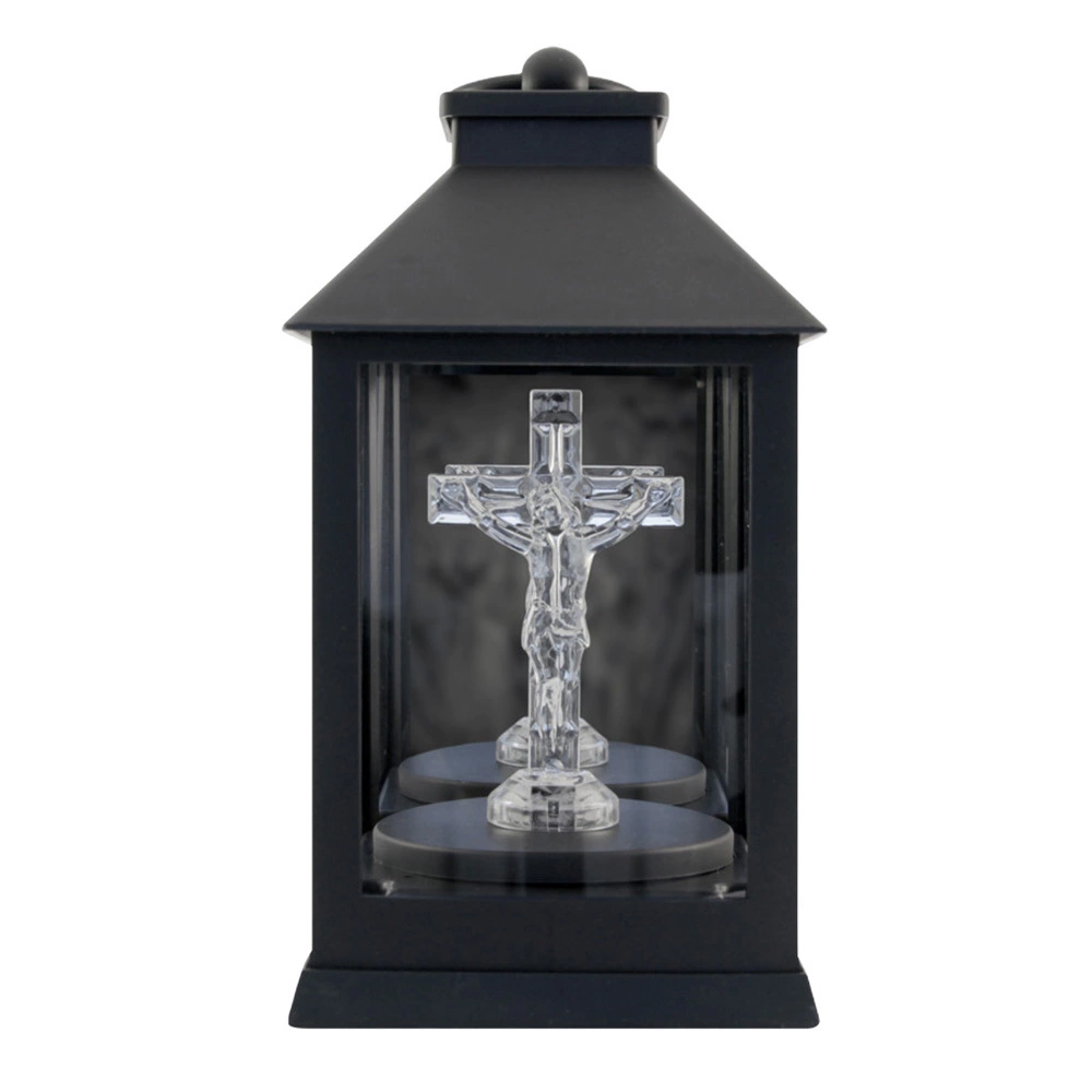 Zdjęcie produktu Znicz Latarenka Elektryczny LED Czarny Krzyż 20cm