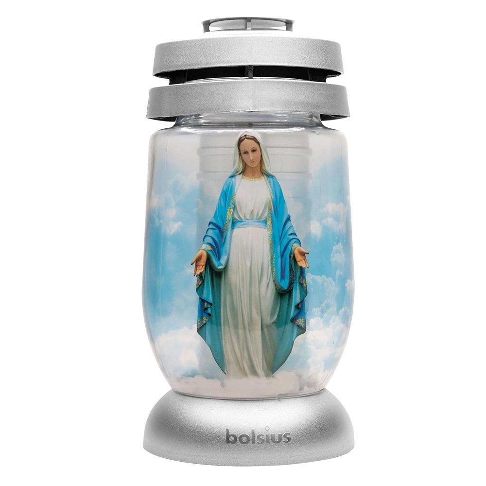 Zdjęcie produktu Znicz Szklany Lampion Bolsius 3D Maryja Biały 22cm