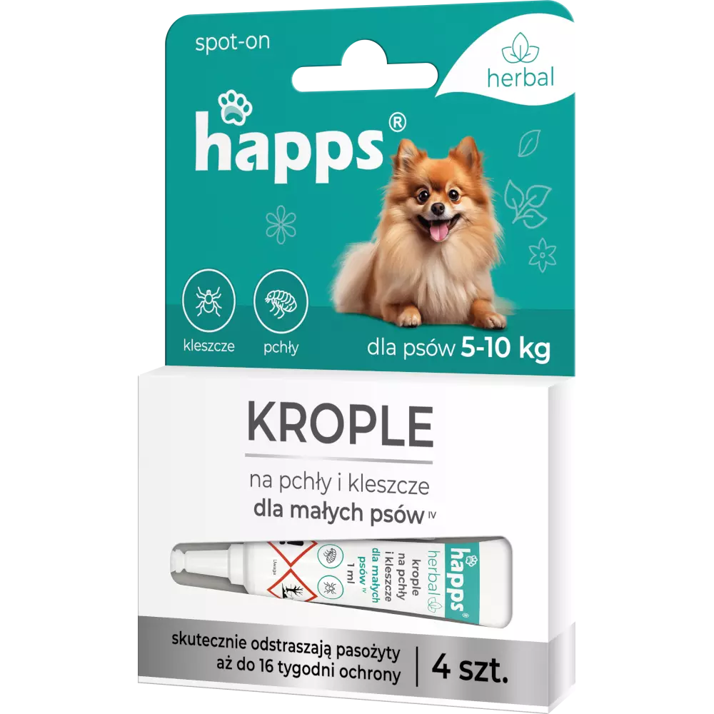 Zdjęcie produktu HAPPS Herbal krople na pchły i kleszcze dla psów 5-10kg
