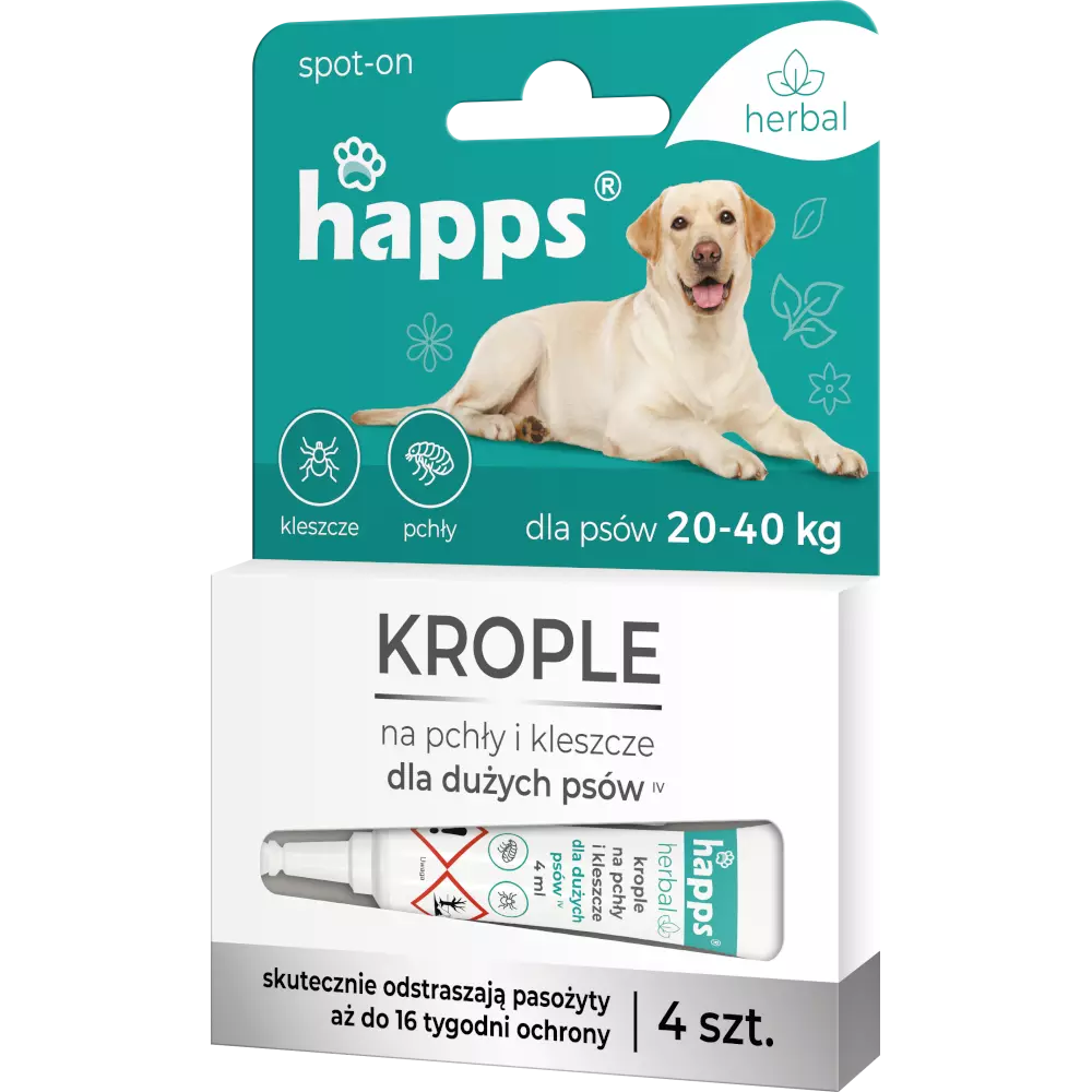 Zdjęcie produktu HAPPS Herbal krople na pchły i kleszcze dla psów 20-40kg