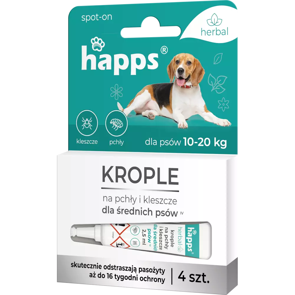 Zdjęcie produktu HAPPS Herbal krople na pchły i kleszcze dla psów 10-20kg