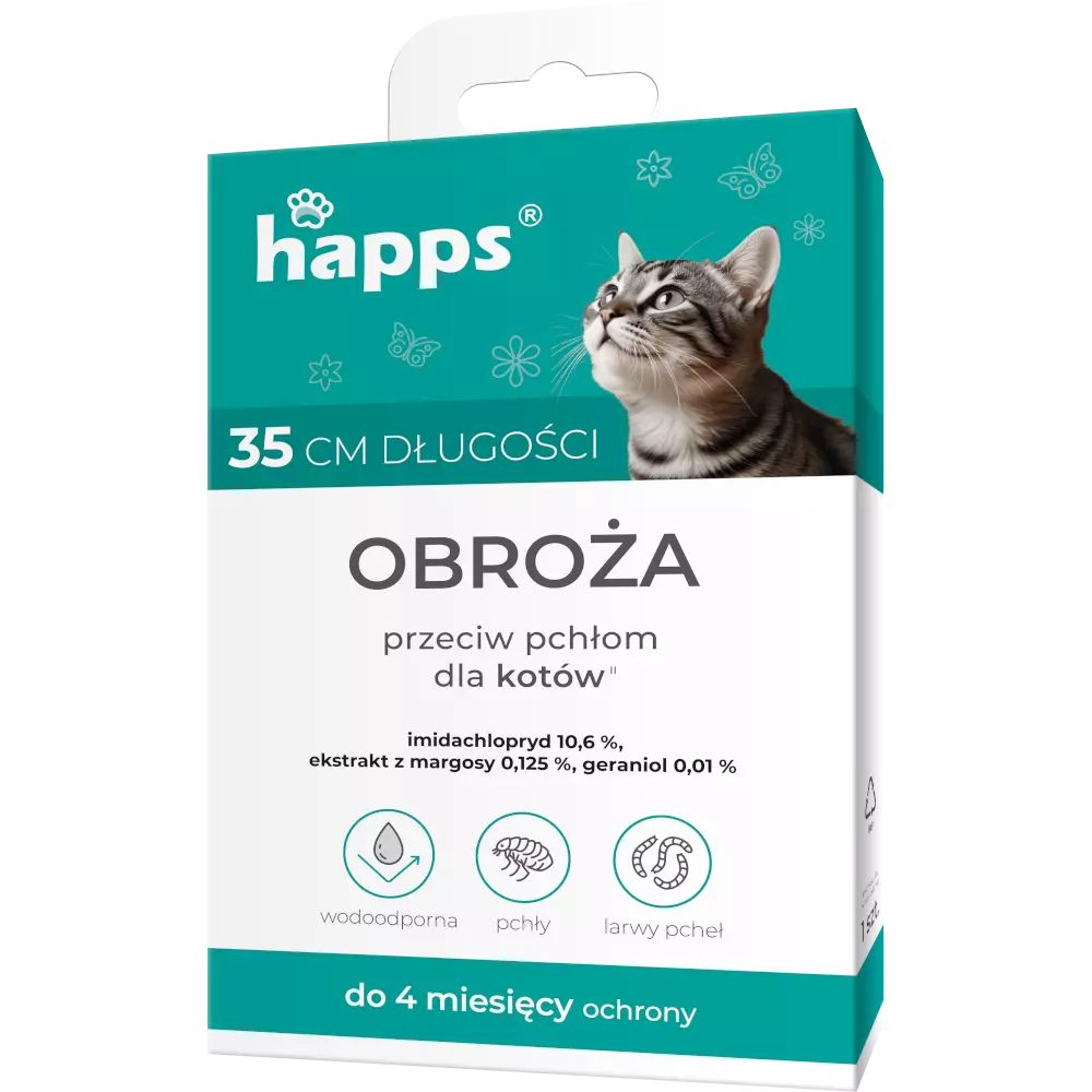 Zdjęcie produktu HAPPS Obroża przeciw pchłom dla kotów wodoodporna