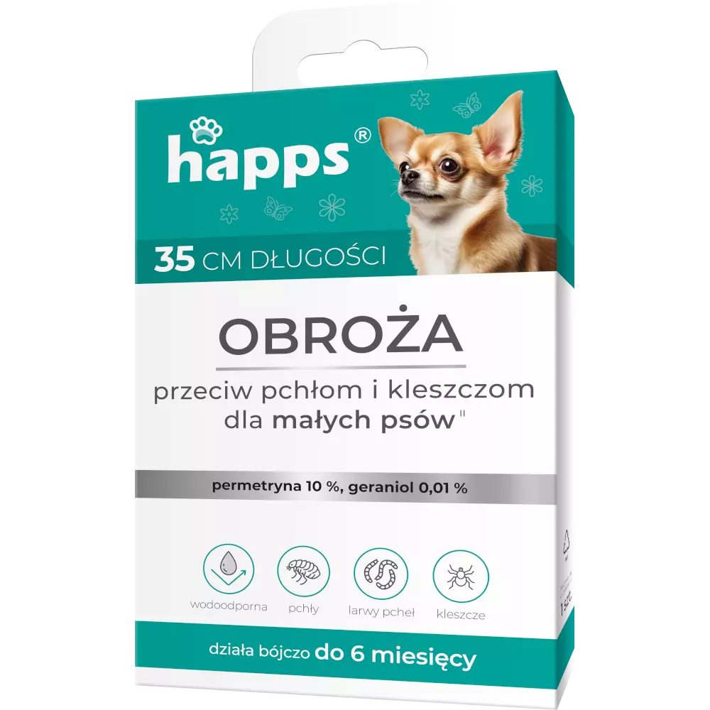 Zdjęcie produktu HAPPS Obroża przeciw pchłom i kleszczom dla psów małych