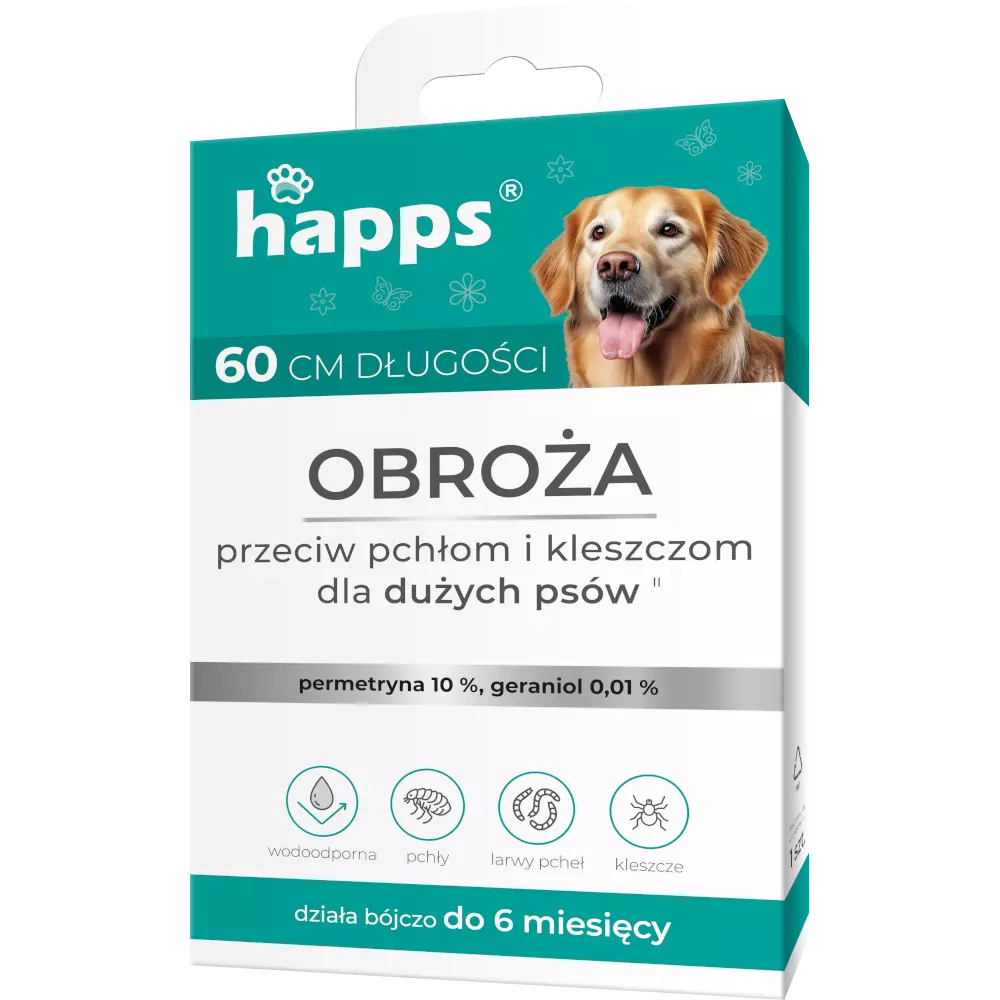 Zdjęcie produktu HAPPS Obroża przeciw pchłom i kleszczom dla psów dużych
