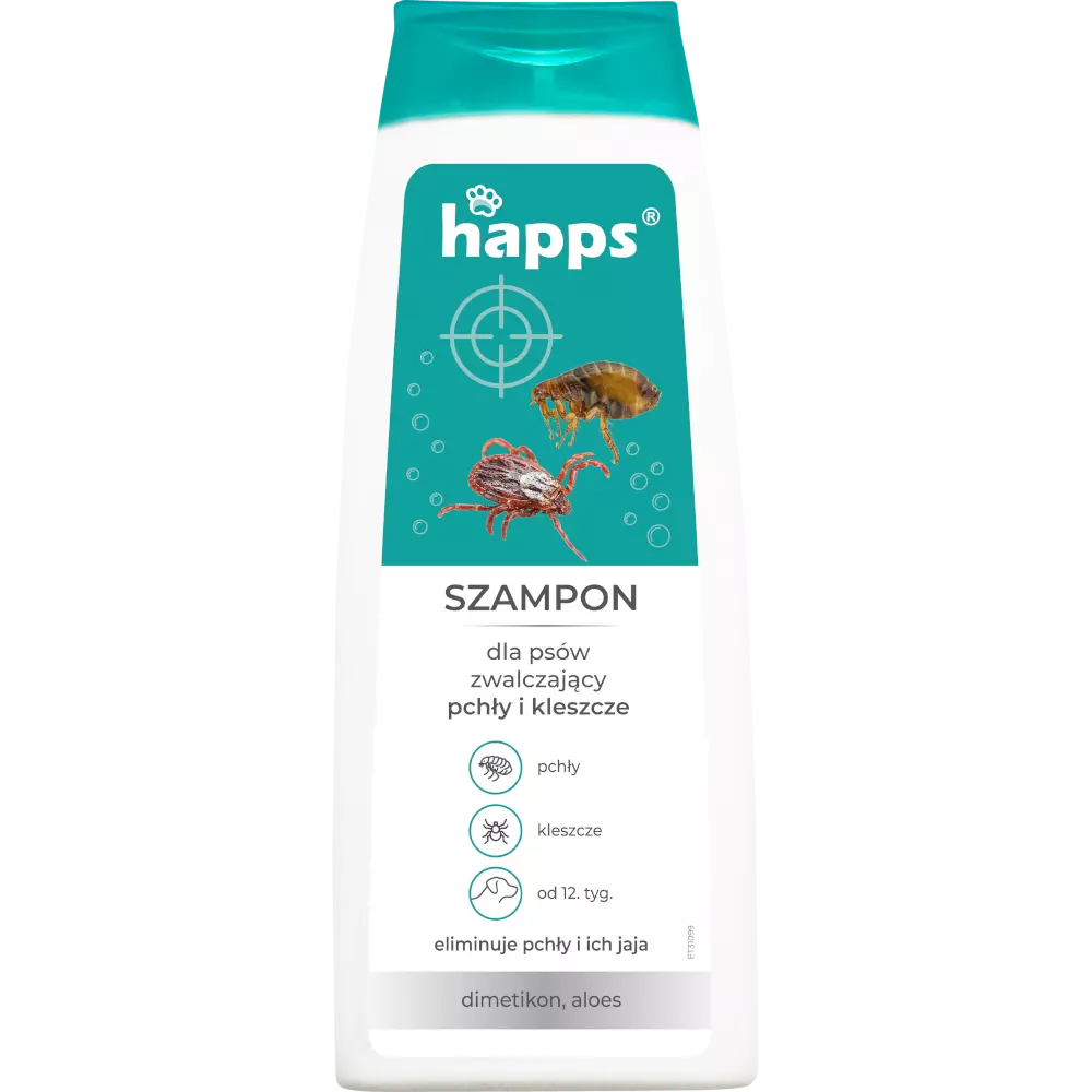 Zdjęcie produktu HAPPS Szampon dla psów zwalczający pchły i kleszcze 250 ml