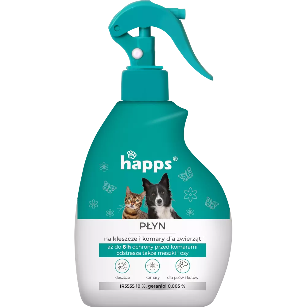 Zdjęcie produktu HAPPS Płyn na kleszcze i komary dla psów i kotów 200 ml