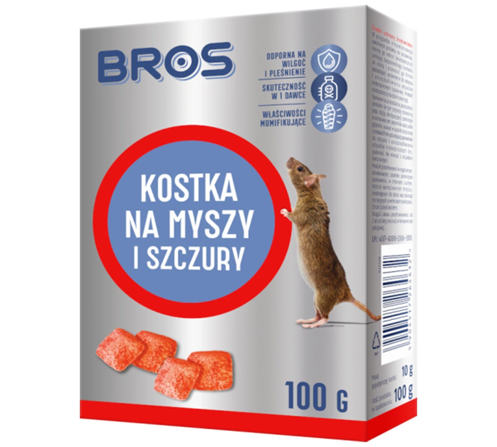 Zdjęcie produktu Kostka na myszy i szczury trutka woskowana Bros 100g