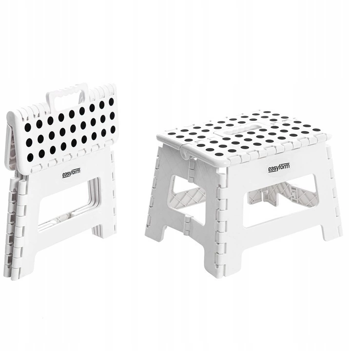 Zdjęcie produktu Stołek składany 22,5 cm biały 150 kg taboret antypoślizgowy