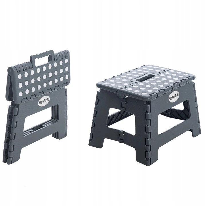Zdjęcie produktu Stołek składany 22,5 cm szary 150 kg taboret antypoślizgowy