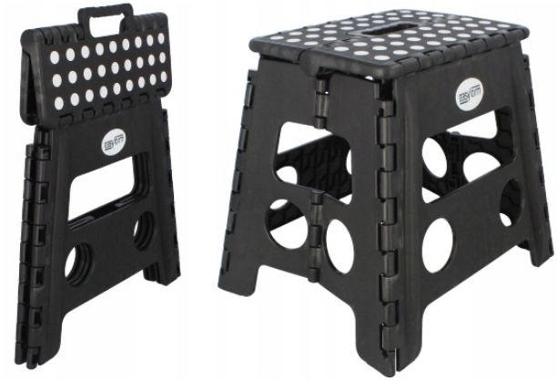 Zdjęcie produktu Stołek taboret składany 32 cm Czarny 150 kg antypoślizgowy