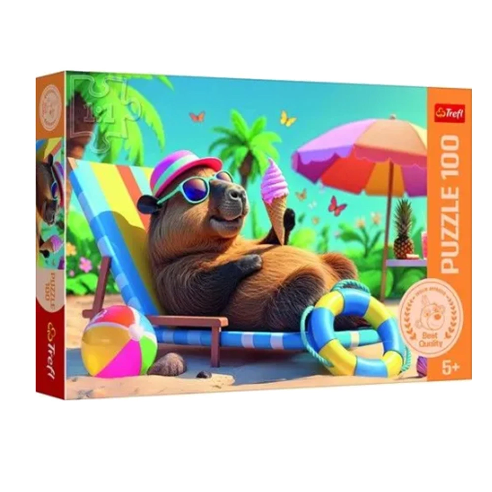 Zdjęcie produktu Puzzle 100 el. Kapibara na Plaży Trefl Relaksująca Układanka