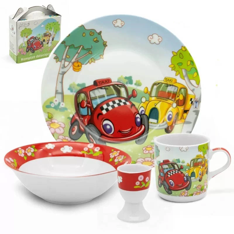 Zdjęcie produktu Zestaw obiadowy dla dzieci Autka Taxi porcelanowy Bella Fiore