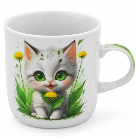 Zdjęcie produktu Kubek dla dzieci Kotek Mruczek porcelanowy z uchwytem 230 ml Bella Fiore