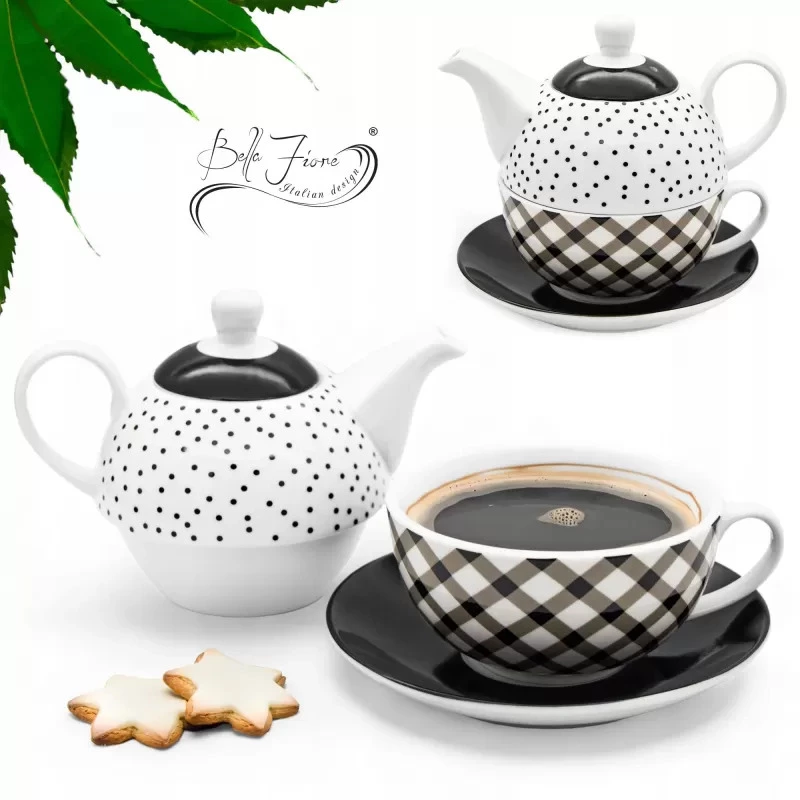 Zdjęcie produktu Dzbanek z Filiżanką 450/350ml Zestaw do Herbaty Ceramiczny