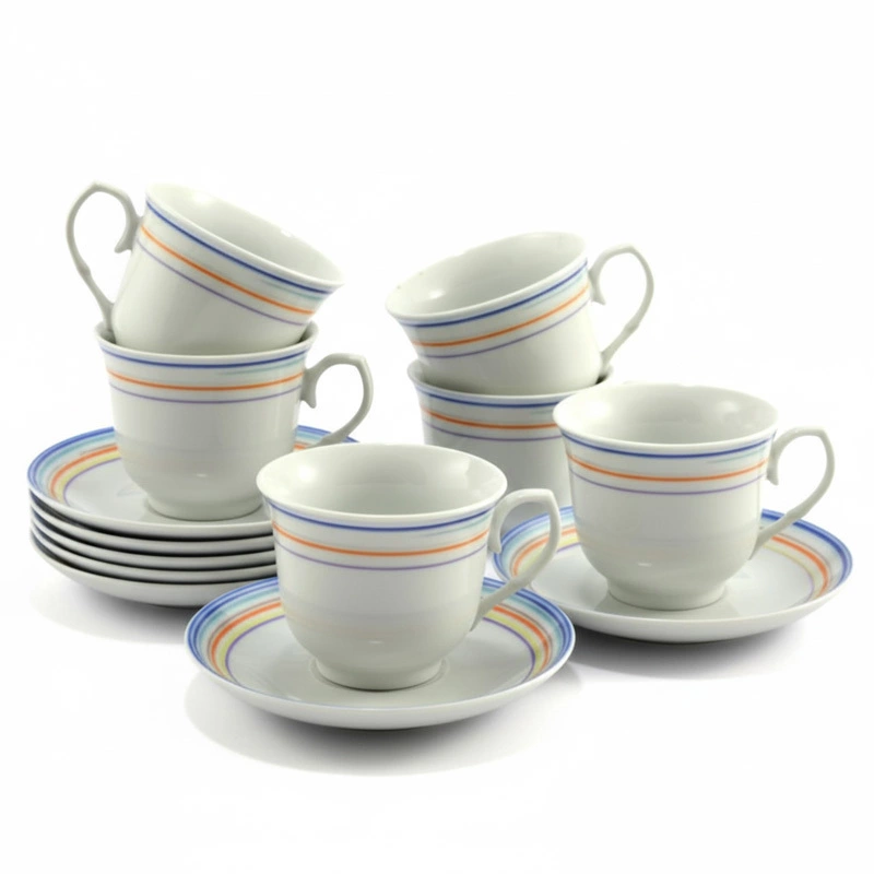 Zdjęcie produktu Komplet Filiżanek 200ml Porcelana Biała 12el. Zestaw Kawa Herbata 6 Osób