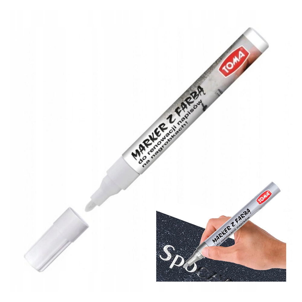 Zdjęcie produktu MARKER do Nagrobków BIAŁY RENOWACJA Napisów Kamień Grób