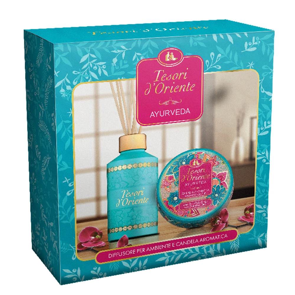 Zdjęcie produktu TESORI D'ORIENTE Ayurveda Zestaw Prezentowy Dyfuzor Świeca 200ml 109g