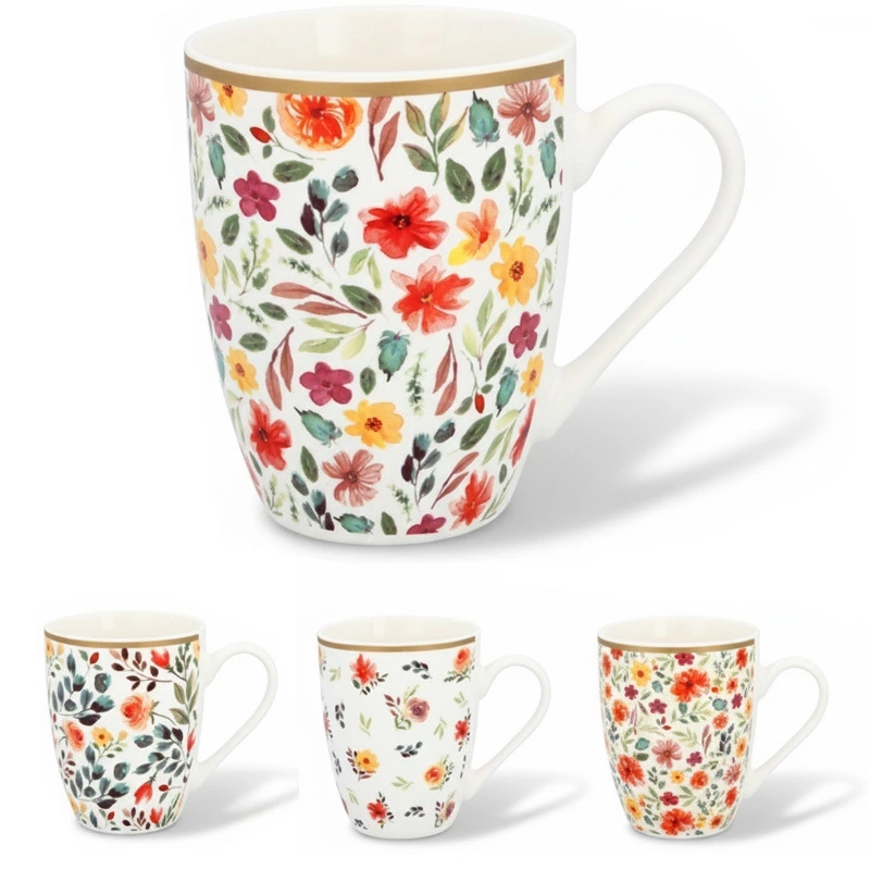 Zdjęcie produktu Kubek Kwiaty Liście 340ml Ceramiczny Wzór Botaniczny
