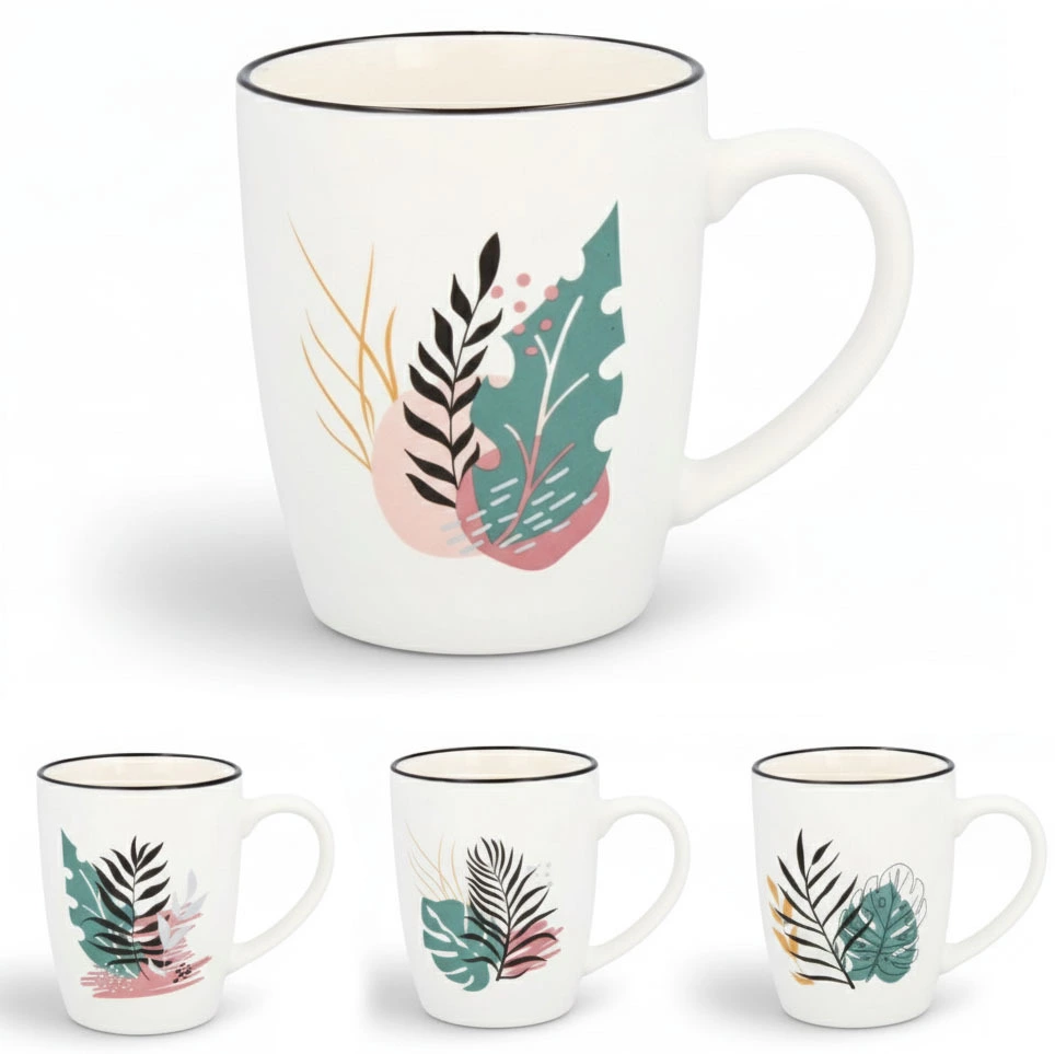 Zdjęcie produktu Kubek Liście 365ml Ceramiczny Wzór Botaniczny Do Kawy Herbaty