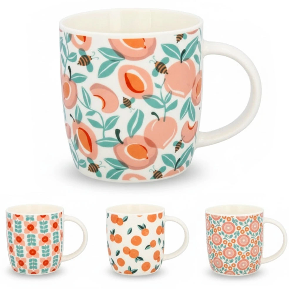 Zdjęcie produktu Kubek Liście 365ml Ceramiczny Wzór Botaniczny Do Kawy Herbaty