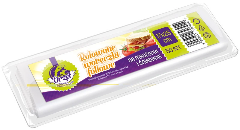 Zdjęcie produktu Woreczki Śniadaniowe Foliowe Rolowane 20x30 cm 50szt Na Kanapki