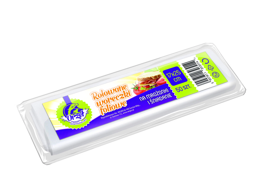 Zdjęcie produktu Woreczki Śniadaniowe Foliowe Rolowane 17x25 cm Orzeł Na Kanapki