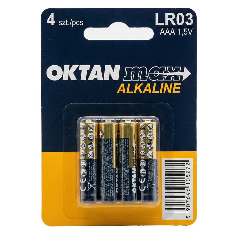 Zdjęcie produktu Baterie alkaliczne AAA lr03 oktan max mocne 1.5v 4 szt.