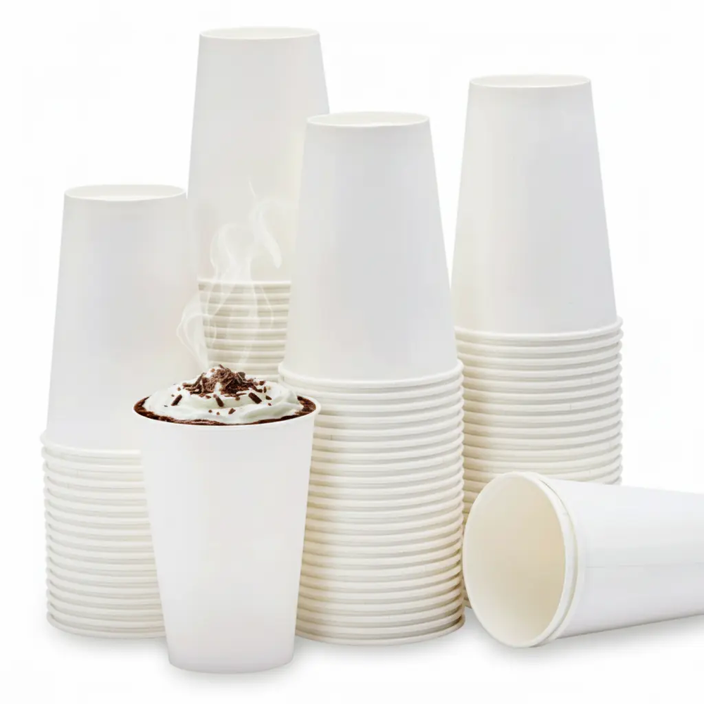 Zdjęcie produktu Kubek Papierowy Biały do Gorącego 300ml fi89mm 50szt Guillin SUP