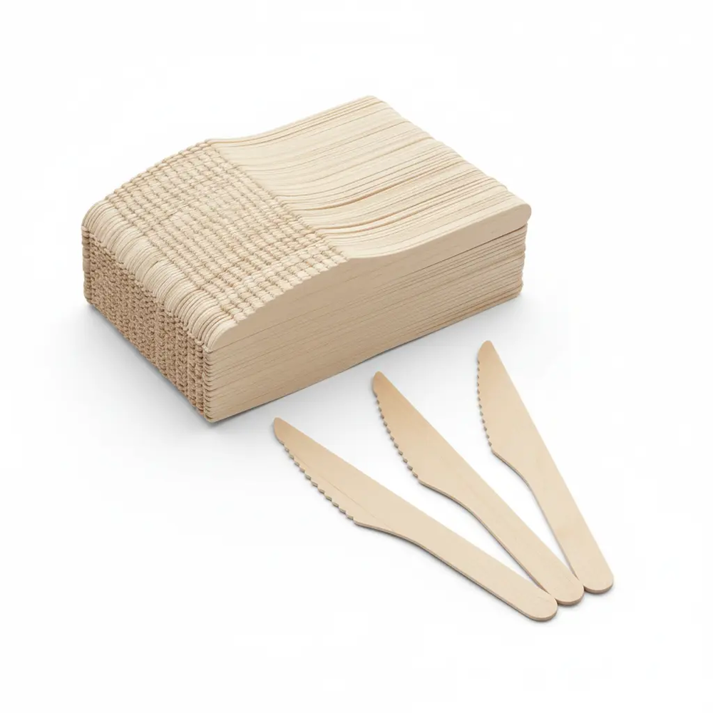 Zdjęcie produktu Nóż Drewniany EKO 16,5cm Jednorazowy na Grill Piknik 100 sztuk