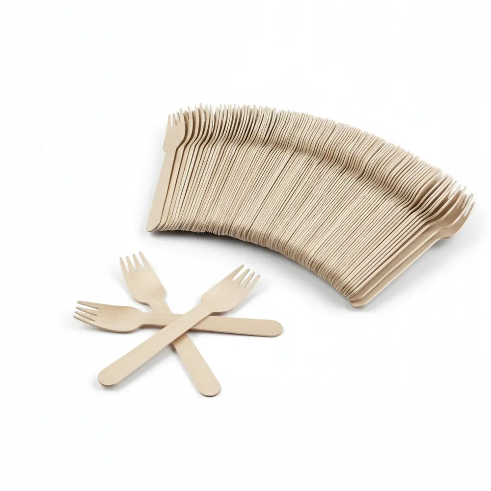 Zdjęcie produktu Widelec Drewniany jednorazowy 16cm EKO Contipack BIO 100 szt. 