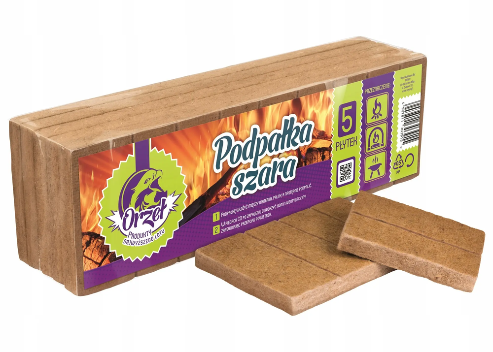 Zdjęcie produktu Podpałka Szara Płytki Rozpałka Do Grilla Kominka Pieca Szybkie Rozpalanie