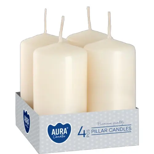 Zdjęcie produktu Zestaw 4 świec walec bezzapachowe świece ozdobne ecru 8 cm sw40/80-011