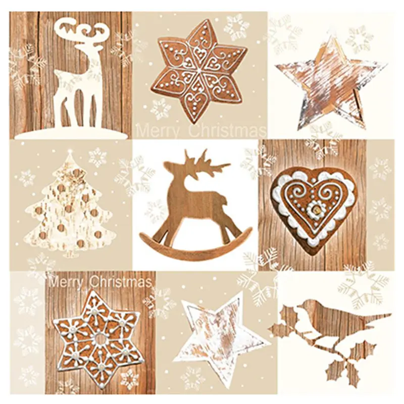 Zdjęcie produktu Serwetki Papierowe Świąteczne na Stół i Decoupage Eko 33x33 cm Daisy Brown Renifery Pierniki Choinki 20 szt.