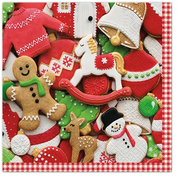 Zdjęcie produktu Serwetki Papierowe Świąteczne na Stół i Decoupage 33x33 cm Lunch TaT Gingerbread W stylu pieknikowym 20szt.