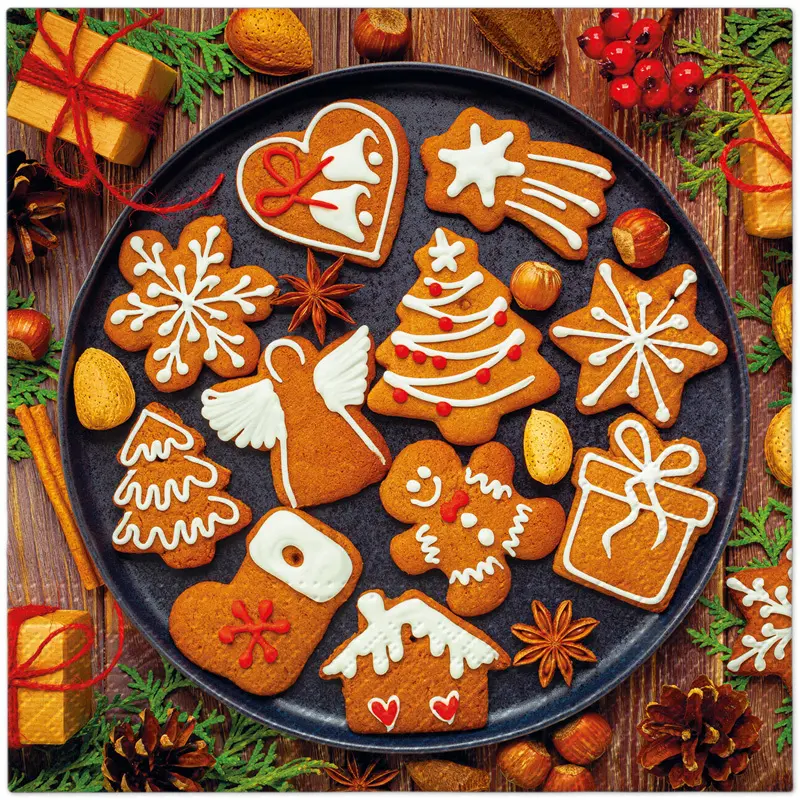 Zdjęcie produktu Serwetki Papierowe Świąteczne na Stół i Decoupage 33x33 cm Lunch TaT Gingerbread Lukrowane Pierniki 20szt.