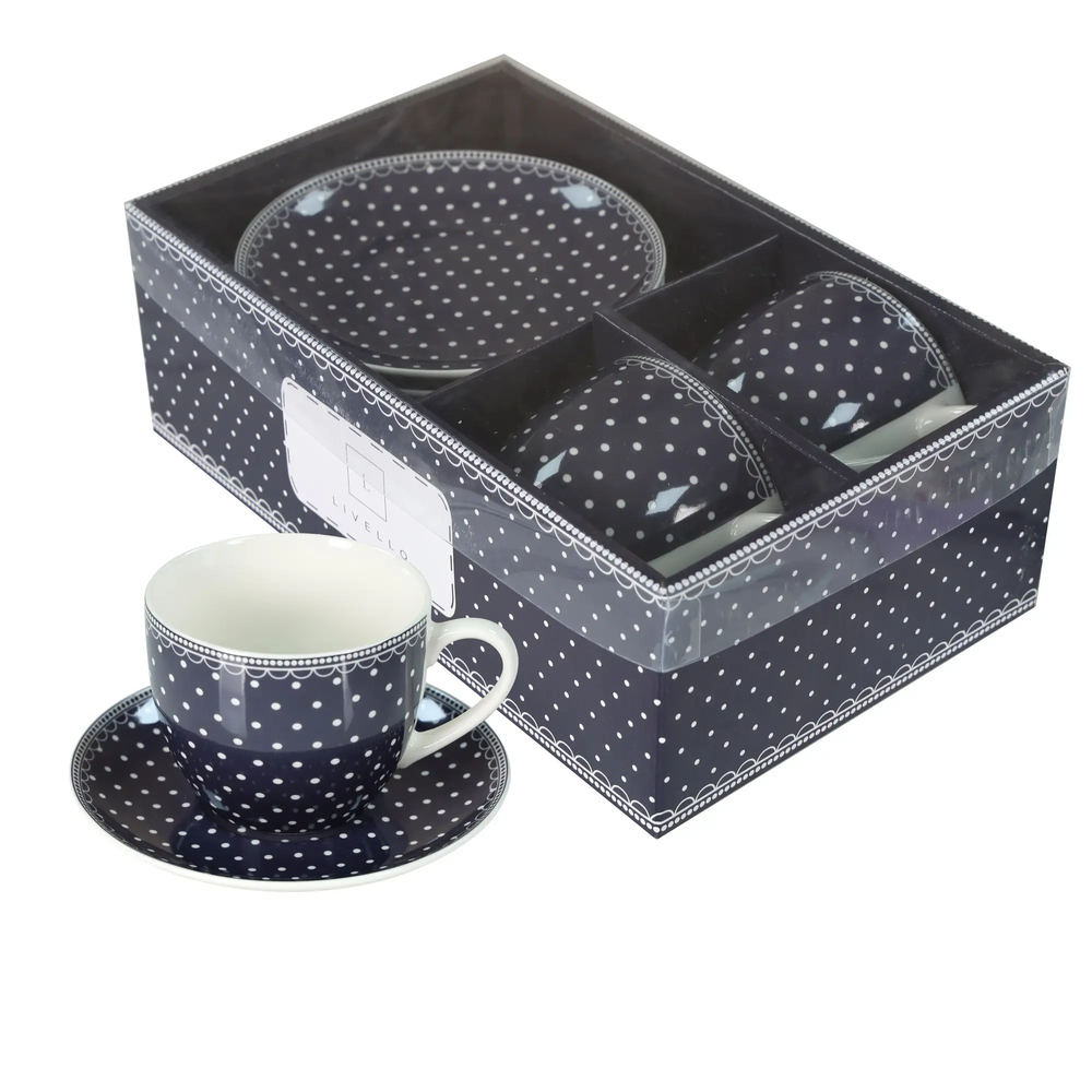 Zdjęcie produktu Zestaw 2 Filiżanek Porcelanowych 250ml Ze Spodkami LIVELLO CR2-102