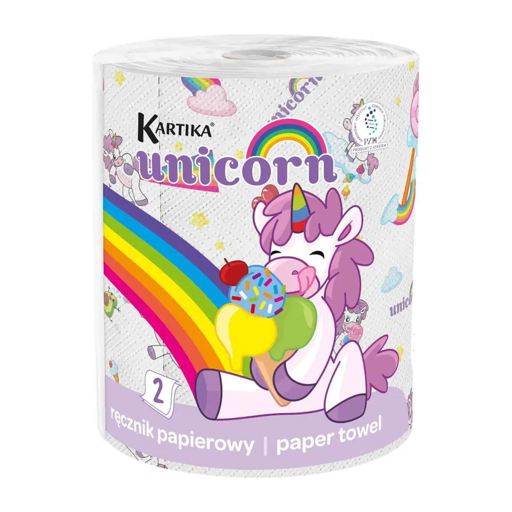 Zdjęcie produktu Ręcznik Papierowy Kartika Unicorn 3 Warstwy 200 listków Mega Chłonny