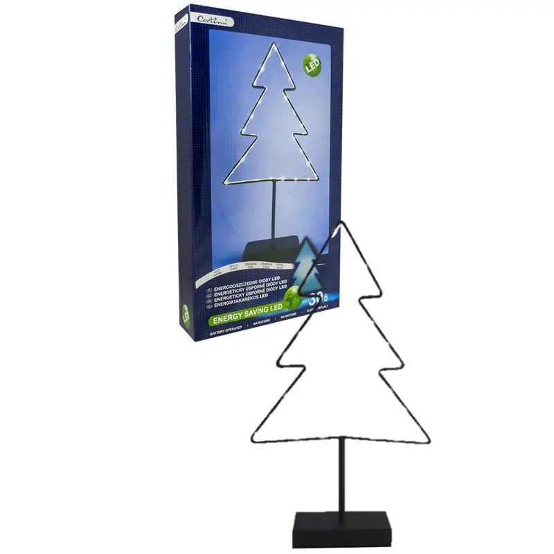 Zdjęcie produktu Choinka Metalowa 42 cm 30 LED ZIMNY BIAŁY Ozdoba Na Baterie Świąteczna