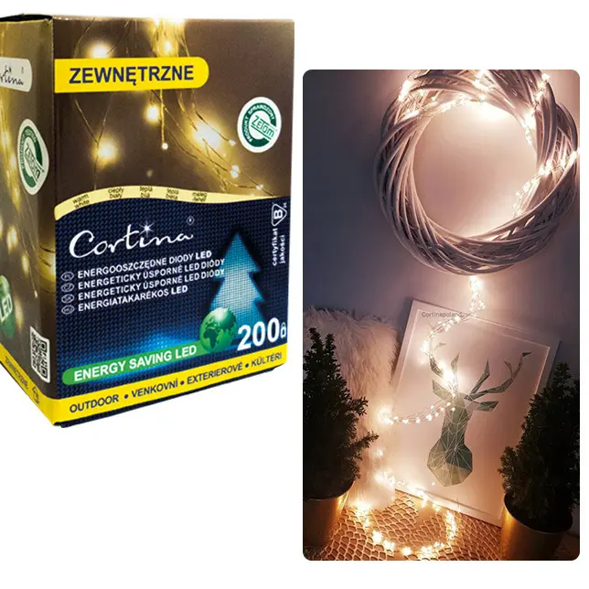 Zdjęcie produktu Lampki Drucik 200 LED Ciepła Biel Anielskie Włosy ZEW/WEW IP44