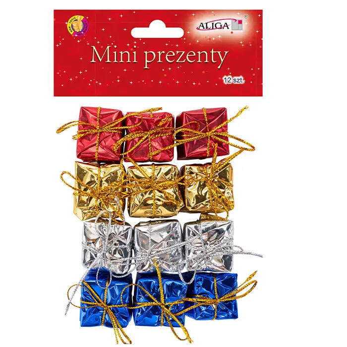 Zdjęcie produktu Mini Prezenciki Ozdoby Choinkowe Styropian MIX 2,5cm ALIGA 12szt.