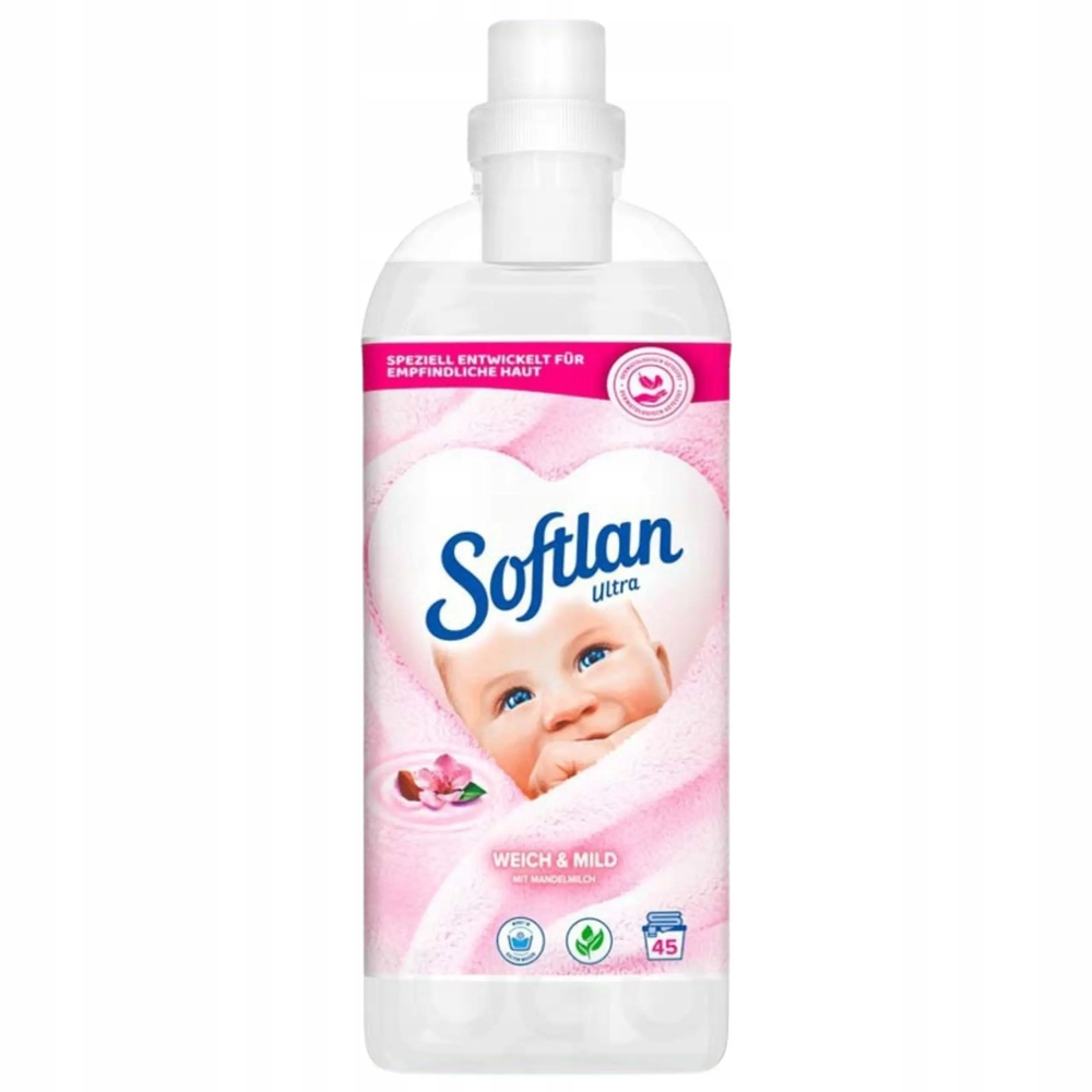 Zdjęcie produktu Płyn do Płukania Tkanin Koncentrat Softlan Ultra Mleczko Migdałowe 1L 45 Prań