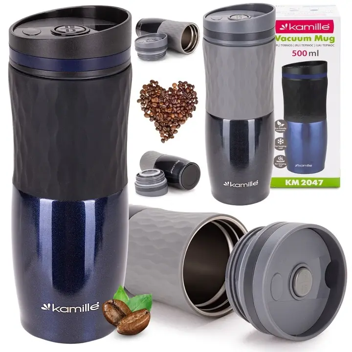 Zdjęcie produktu Kubek Termiczny Termos Stalowy 100% szczelny KM2047 pojemny bidon 500 ml