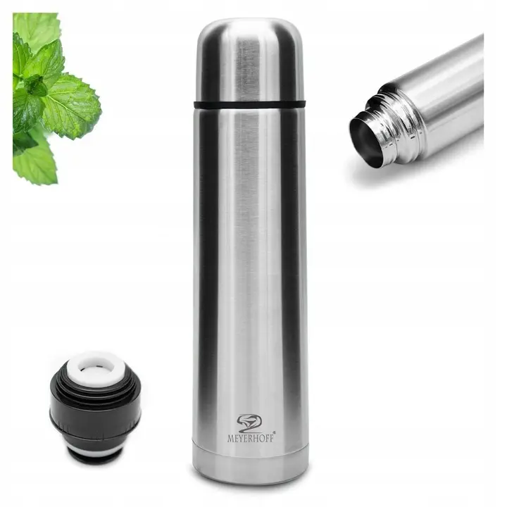 Zdjęcie produktu Termos Stalowy z kubkiem Turystyczny Meyerhoff 1,0L INOX Stal Niemiecka Marka 6H