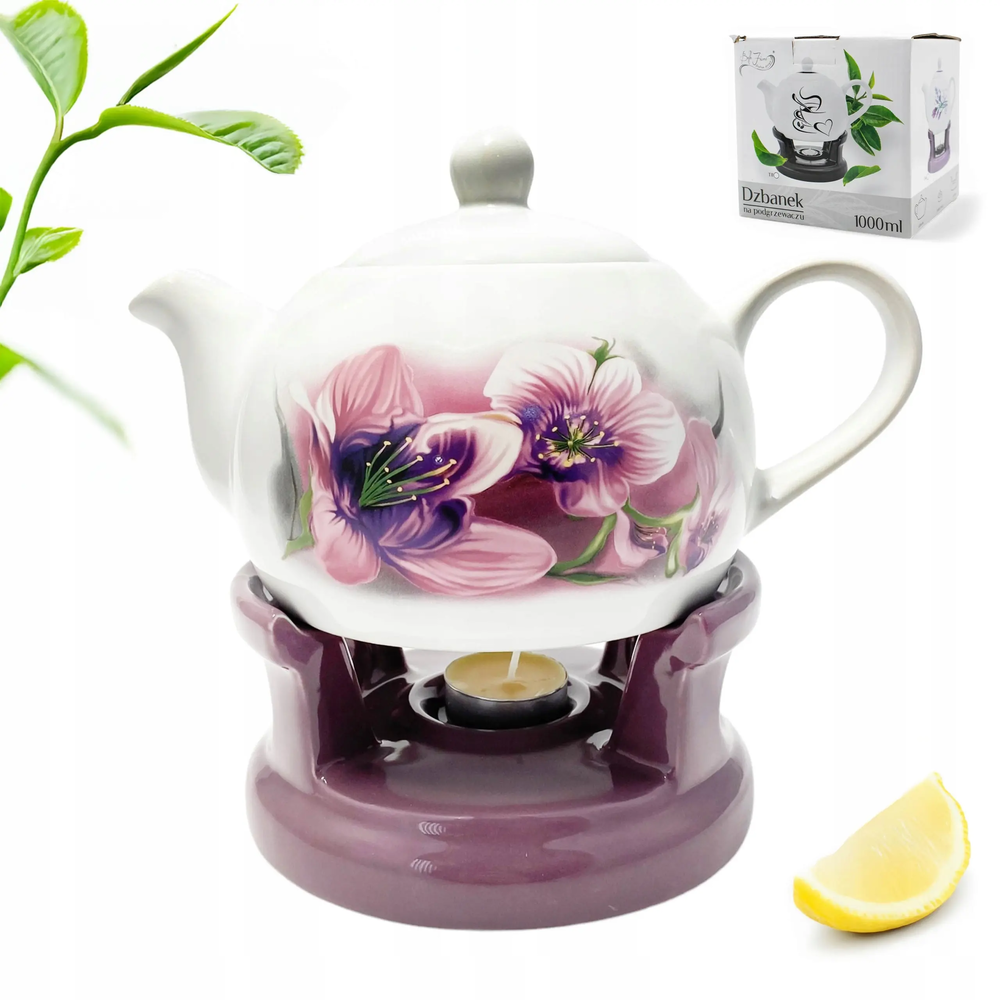 Zdjęcie produktu Dzbanek z podgrzewaczem 1L Kamionka LILIE Bella Fiore Zmywarka