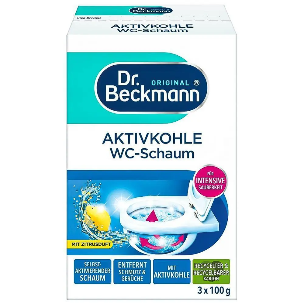Zdjęcie produktu Dr.Beckmann Aktywna Piana WC Węgiel Samoczyszcząca 3x100g Lemon