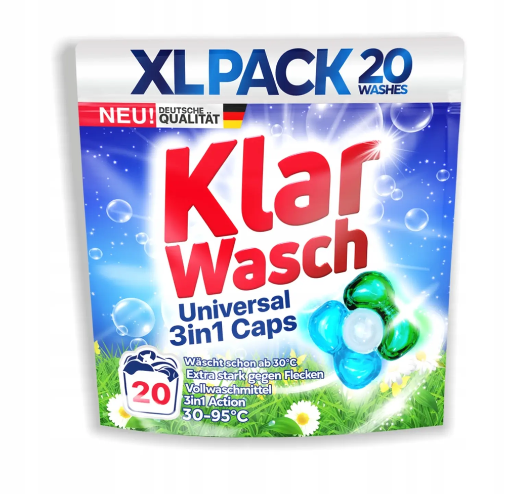 Zdjęcie produktu Kapsułki do Prania Klar Wasch 4w1 Uniwersalne Biel Kolor 20 szt