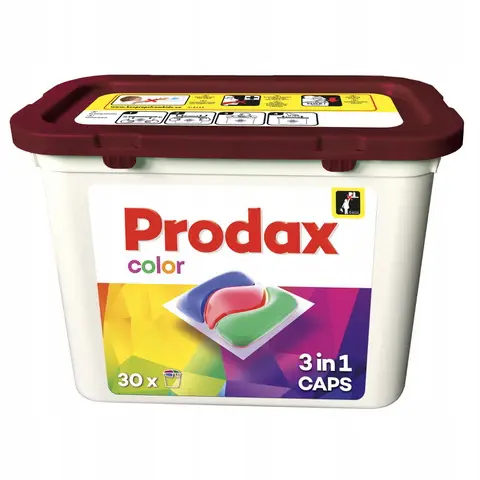 Zdjęcie produktu Kapsułki do Prania Prodax Color 3w1 Uniwersalne Plamy 30 szt.