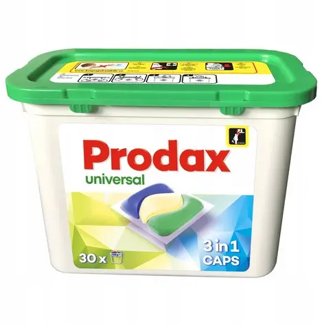 Zdjęcie produktu Kapsułki Do Prania Prodax Universal 3w1 Żel Odplamiacz 32 Sztuk 450 g